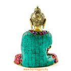 Shakyamuni Buddha réz szobor, alj nélkül, kővel berakott -16 cm