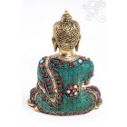 Áldó Buddha réz szobor, alj nélkül, kővel berakott - 21 cm