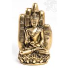 Áldó Buddha kézben réz szobor, matt sárga