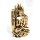 Áldó Buddha kézben réz szobor, matt sárga