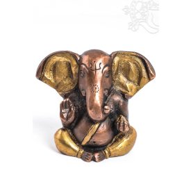 Ganesha réz szobor, arany-bronz - 7 cm