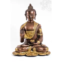 Áldó Buddha réz szobor réz, arany és bronz - 35 cm