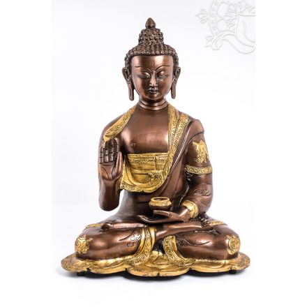 Áldó Buddha réz szobor réz, arany és bronz - 35 cm