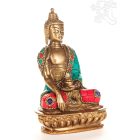 Shakyamuni Buddha réz szobor, kővel berakott