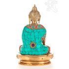 Shakyamuni Buddha réz szobor, kővel berakott