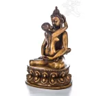 Buddha és Shakti (Samantabhadra) rezin szobor, csont színű -21 cm