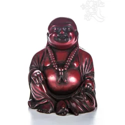 Nevető Buddha rezin szobor, vörös színű - 10 cm