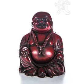 Nevető Buddha rezin szobor, vörös színű - 10 cm