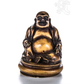 Nevető Buddha rezin szobor, csont  színű - 8 cm