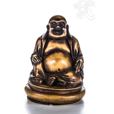 Nevető Buddha rezin szobor, csont  színű - 8 cm