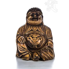 Nevető Buddha rezin szobor, csont színű - 10 cm