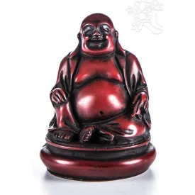 Nevető Buddha rezin szobor, vörös színű - 8 cm