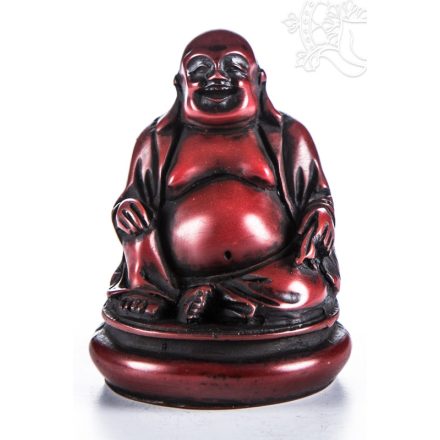 Nevető Buddha rezin szobor, vörös színű - 8 cm