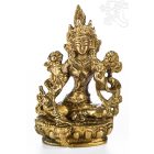 Zöld Tara réz szobor, matt sárga - 10 cm
