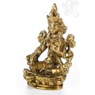 Zöld Tara réz szobor, matt sárga - 10 cm