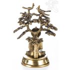 Áldó Buddha bódhi fa alatt réz szobor, matt sárga - 18 cm