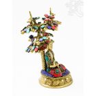Áldó Buddha bódhi fa alatt réz szobor, kővel berakott - 18 cm