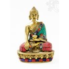 Shakyamuni Buddha réz szobor, kővel berakott - 14cm