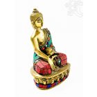 Shakyamuni Buddha réz szobor, kővel berakott - 14cm