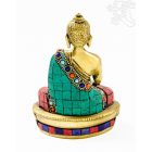 Shakyamuni Buddha réz szobor, kővel berakott - 14cm