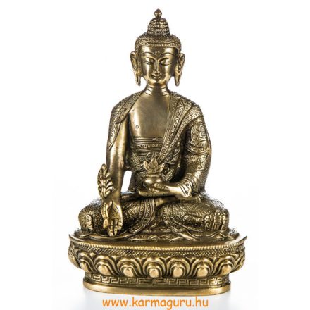 Gyógyító Buddha réz szobor, matt sárga - 20 cm