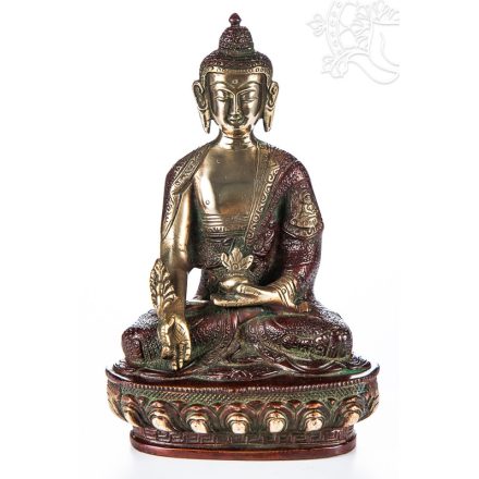 Gyógyító Buddha réz szobor, vörös-arany - 20 cm