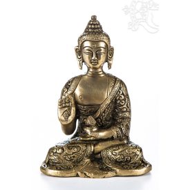 Áldó Buddha réz szobor, matt sárga - 14cm