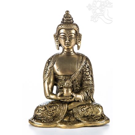 Amitabha Buddha réz szobor, alj nélkül, matt sárga - 14cm