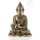 Gyógyító Buddha réz szobor, matt sárga - 14cm
