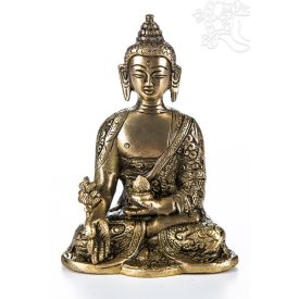 Gyógyító Buddha réz szobor, matt sárga - 14cm