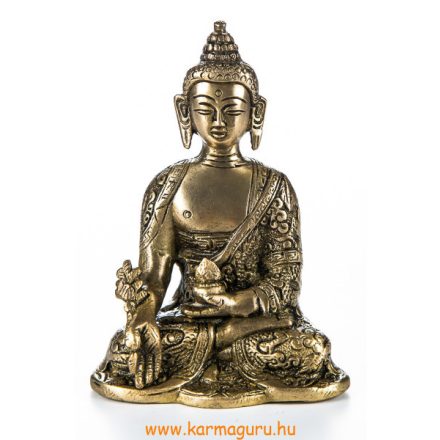 Gyógyító Buddha réz szobor, matt sárga - 14cm