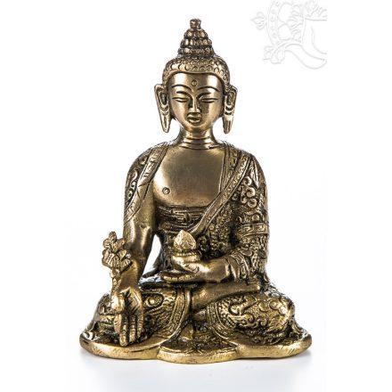 Gyógyító Buddha réz szobor, matt sárga - 14cm