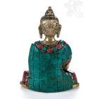 Shakyamuni Buddha réz szobor, kővel berakott - 14cm