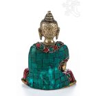 Áldó Buddha réz szobor, kővel berakott - 16 cm