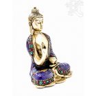 Áldó Buddha réz szobor, kővel berakott - 16 cm