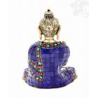 Áldó Buddha réz szobor, kővel berakott - 16 cm
