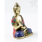 Áldó Buddha réz szobor, kővel berakott - 16 cm