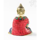 Áldó Buddha réz szobor, kővel berakott - 16 cm