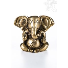 Ganesha réz szobor, matt sárga - 7 cm