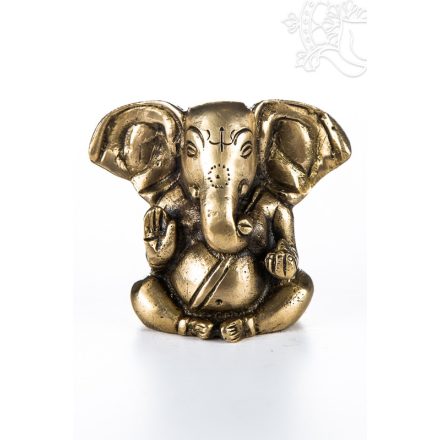 Ganesha réz szobor, matt sárga - 7 cm