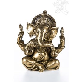 Ganesha réz szobor, matt sárga - 14 cm