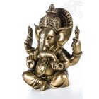 Ganesha réz szobor, matt sárga - 14 cm