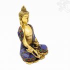 Gyógyító Buddha réz szobor, kővel berakott - 16 cm