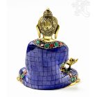 Gyógyító Buddha réz szobor, kővel berakott - 16 cm