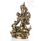 Zöld Tara réz szobor, matt sárga - 21 cm