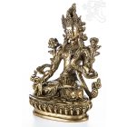 Fehér Tara réz szobor, matt sárga - 21 cm