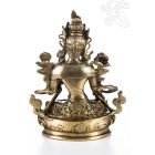 Fehér Tara réz szobor, matt sárga - 21 cm