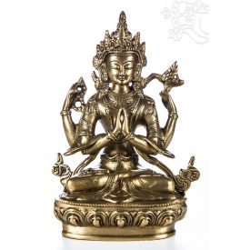 Csenrézi réz szobor, matt sárga - 21 cm