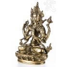 Csenrézi réz szobor, matt sárga - 21 cm