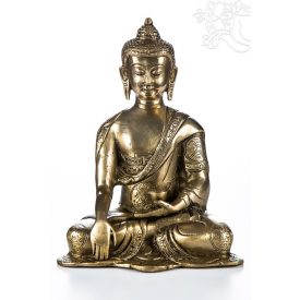 Shakyamuni Buddha réz szobor, matt sárga - 20cm